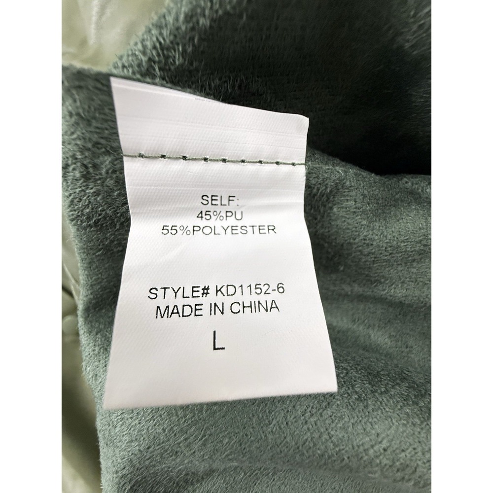 Ellison‎ Faux Leather Dress Sage Green Belted Puff Sleeve Quiet Luxury - Picture 8 of 16